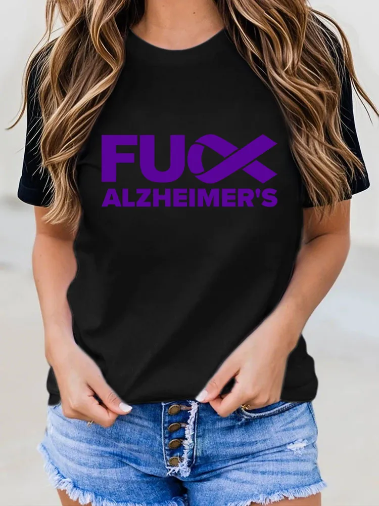 Women'S Fuck Alzheimer'S Round-Neck T-Shirt