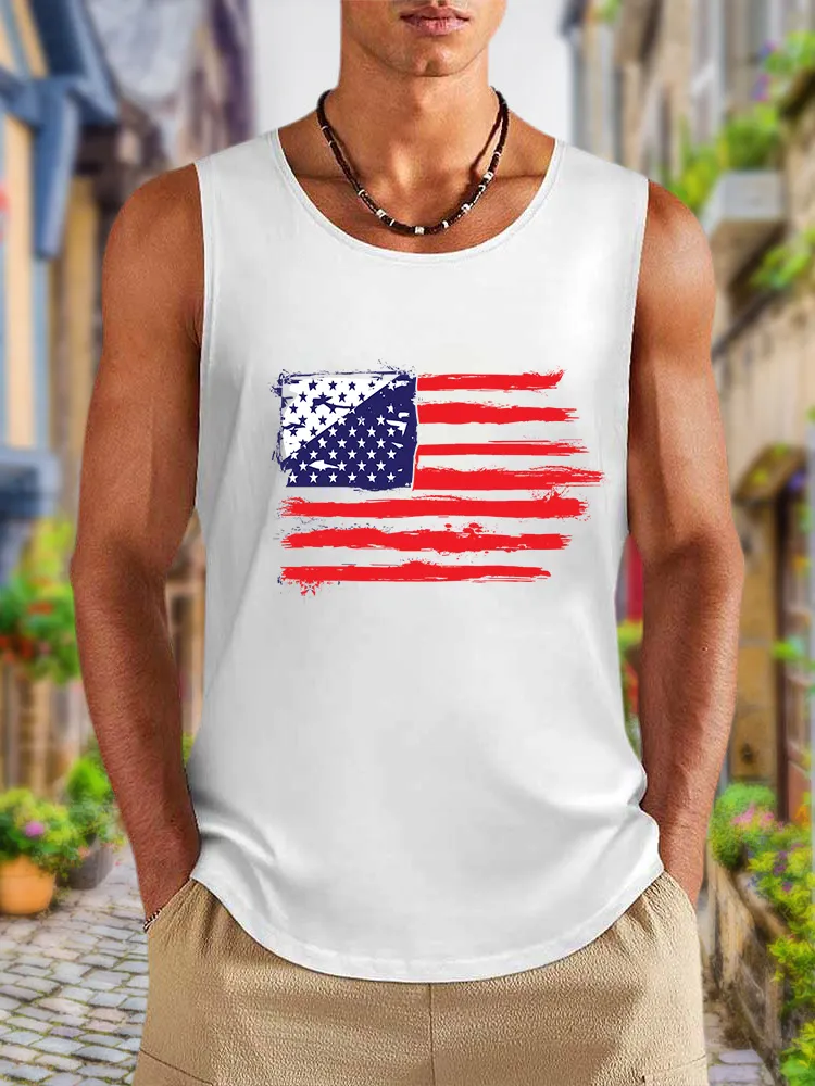 Men'S National Flag Print Round-Necked Sleeveless Vest