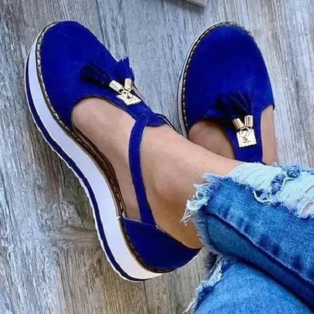 Women's Sandals Platform Sandals Plus Size Outdoor Daily Walking Summer Tassel Platform Flat Heel Round Toe Closed Toe Vintage Casual Faux Leather Synthetics Buckle Solid Color Solid Colored Black