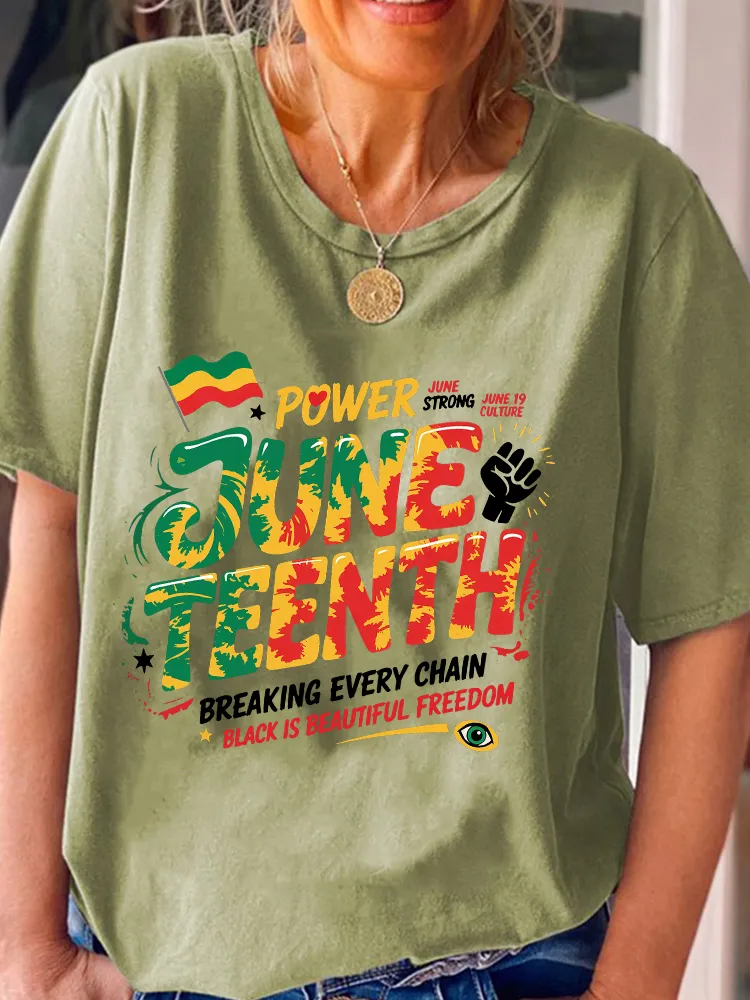 Women'S Juneteenth Breaking Every Chain Black Is Beautiful Freedom Round-Neck Short-Sleeved T-Shirt