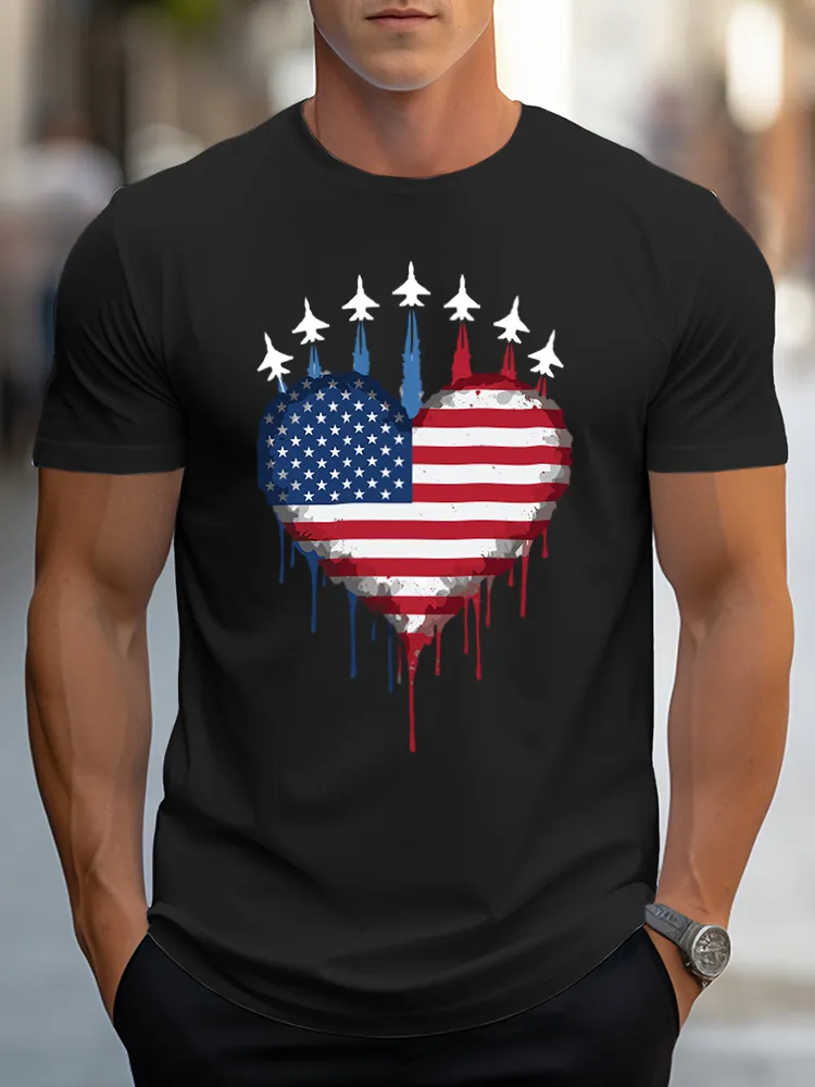Man'S Independence Day Round-Neck Short-Sleeved T-Shirt