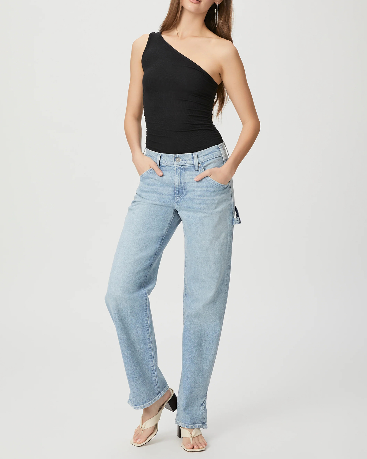 Black Asymmetrical Shoulder Slim Fit Tank Top