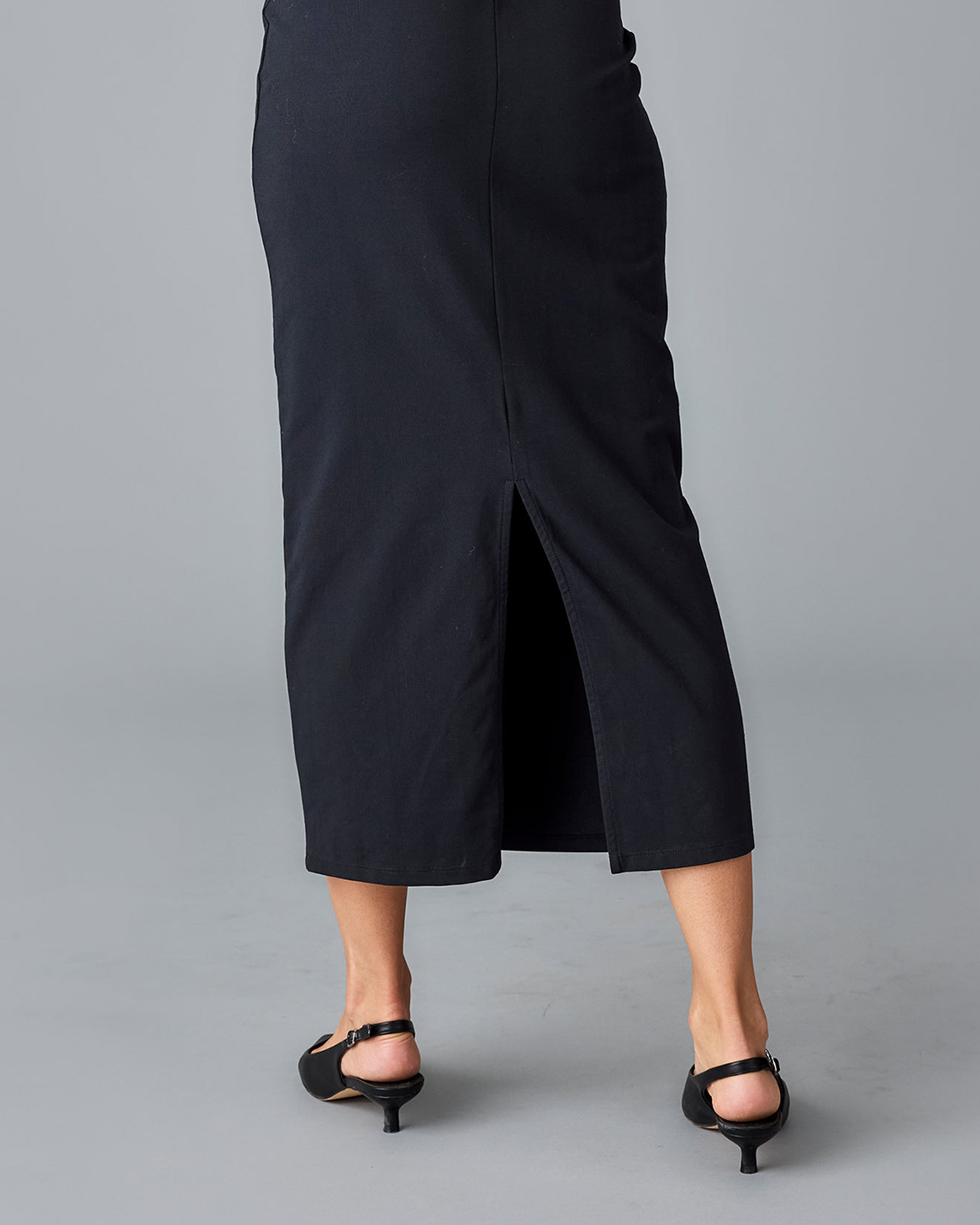 Black Knit Midi Skirt