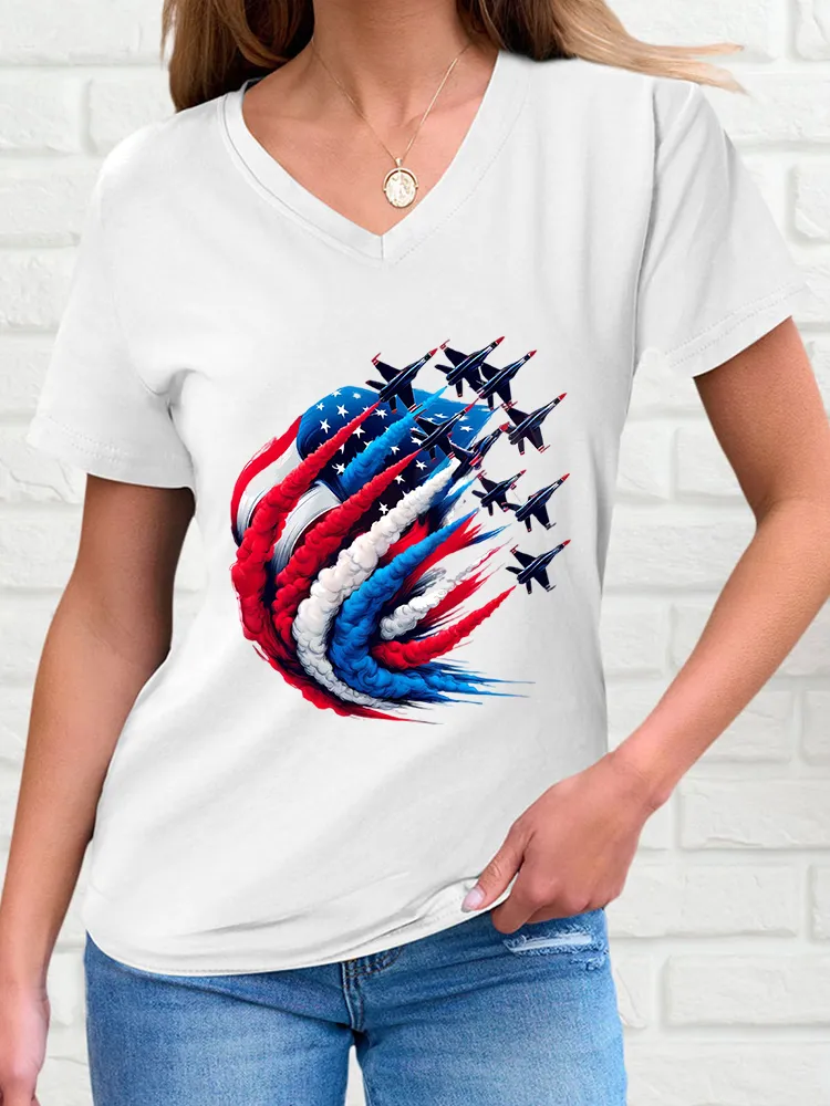 Woman'S Independence Day Print Short-Sleeved T-Shirt