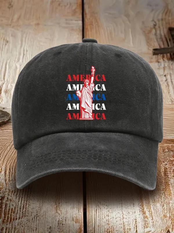 America Print Washed Baseball Cap