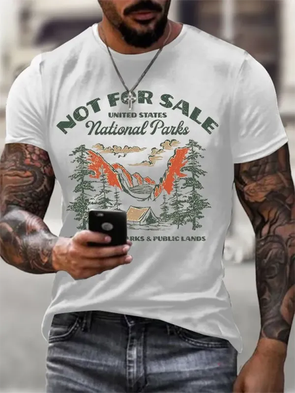 Men'S Support National Parks Printed Round Neck T-Shirt