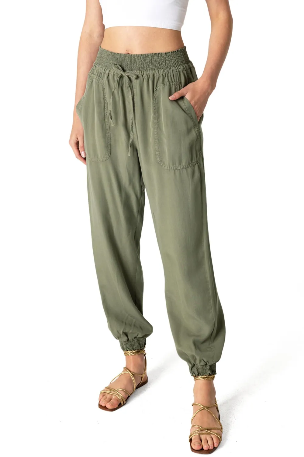 Light Blue Elastic - Waist Jogger Pants
