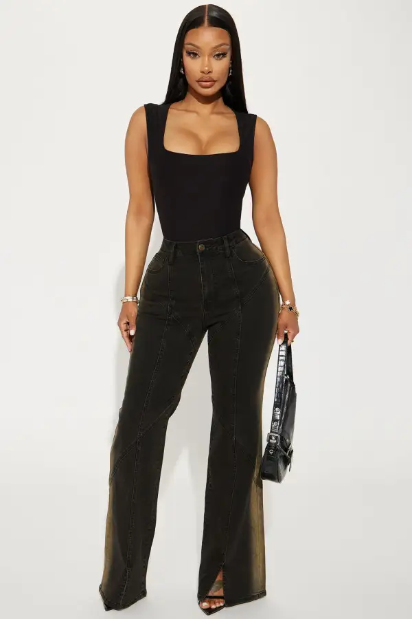 Serena Square Neck Bodysuit - Black