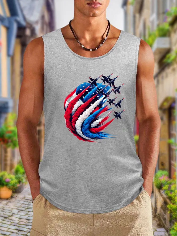 Men'S Airplane Smoke-Pulling Performance Round-Necked Sleeveless Vest