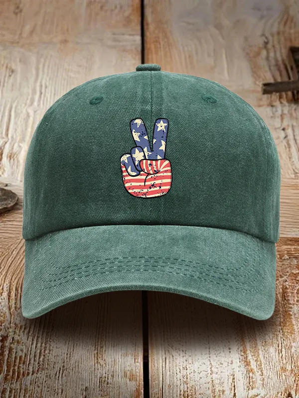 Star Stripe Two Print Washed Baseball Cap