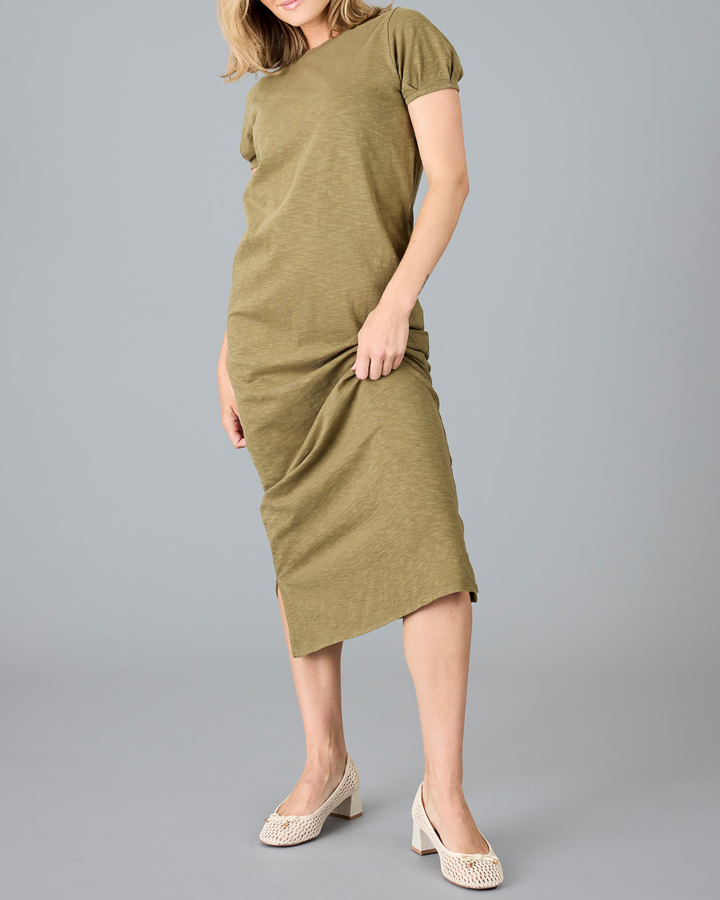 Burnt Olive Short Sleeve Maxi Dress