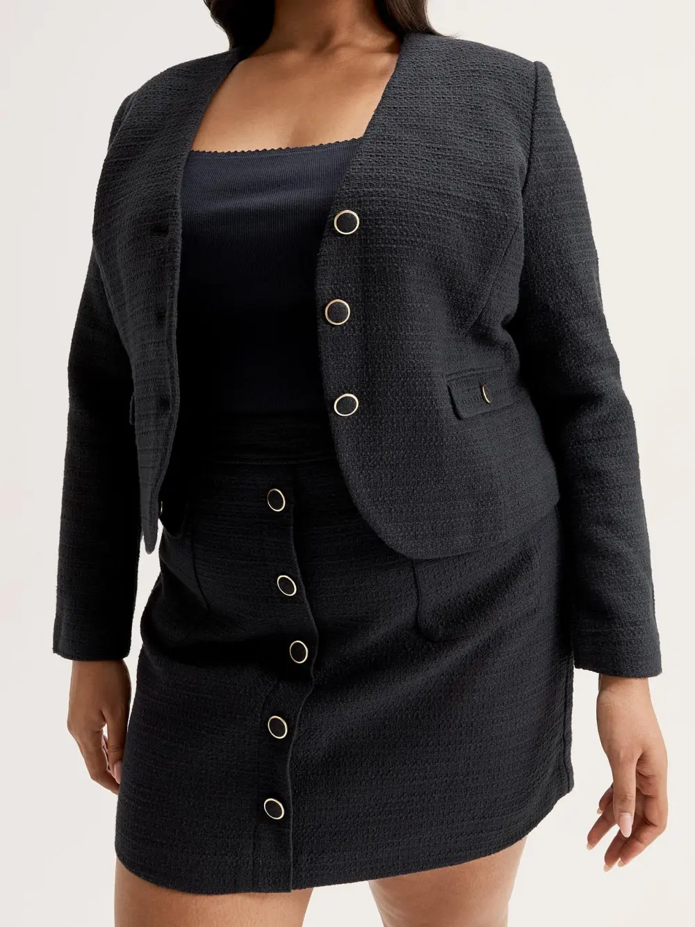 V Neck Tweed Jackets