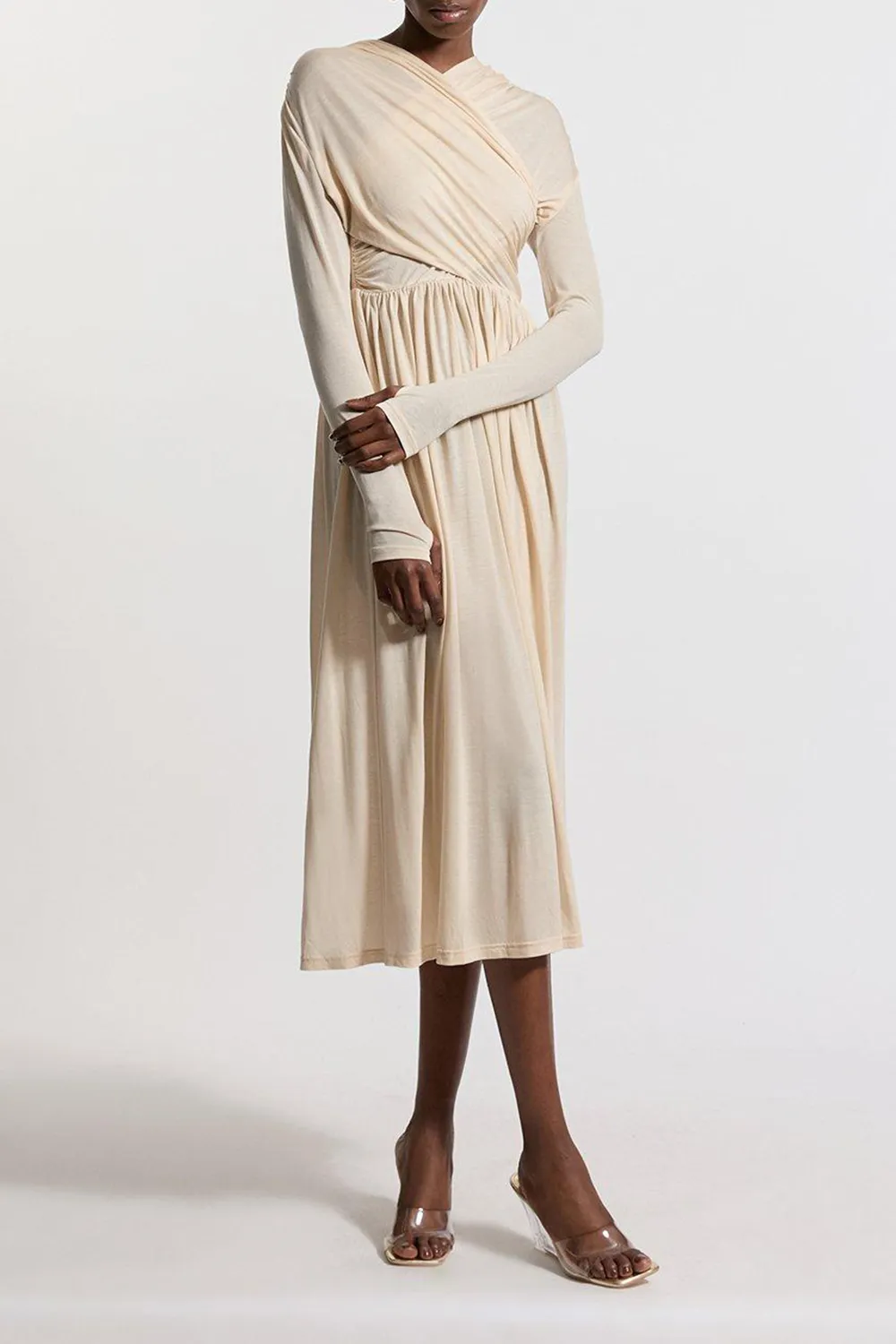 Premium Tencel Jersey Wrap Detail Dress