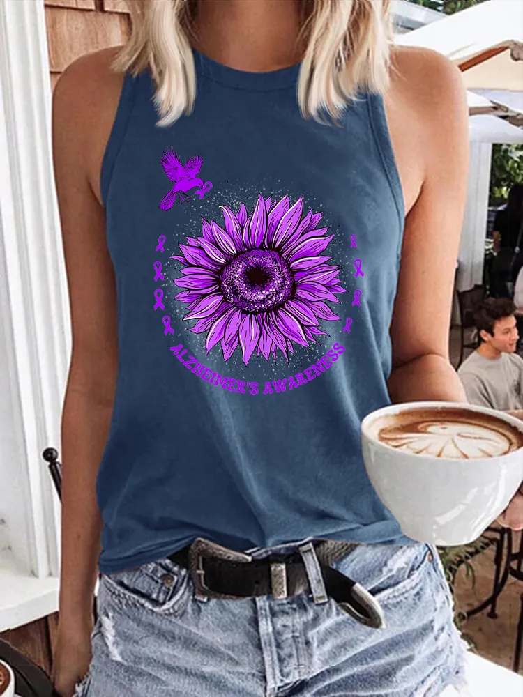 Women'S Round-Neck Sleeveless Vest With Alzheimer'S Awareness