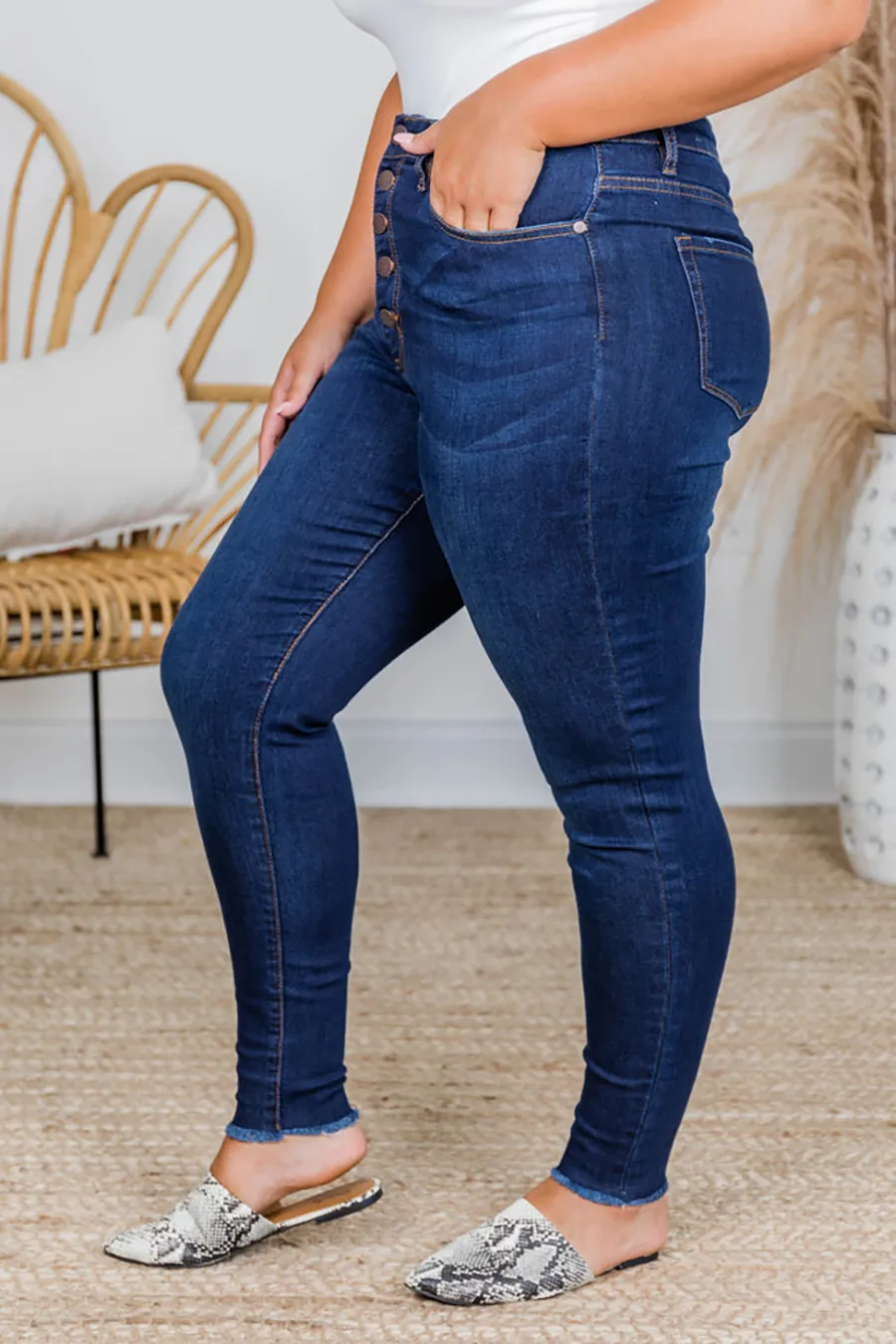 Dark Wash Cotton Jeans