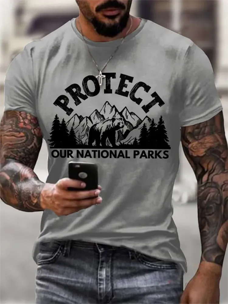 Man'S Protect Our National Parks Round-Nack Short Sleeve T-Shirt