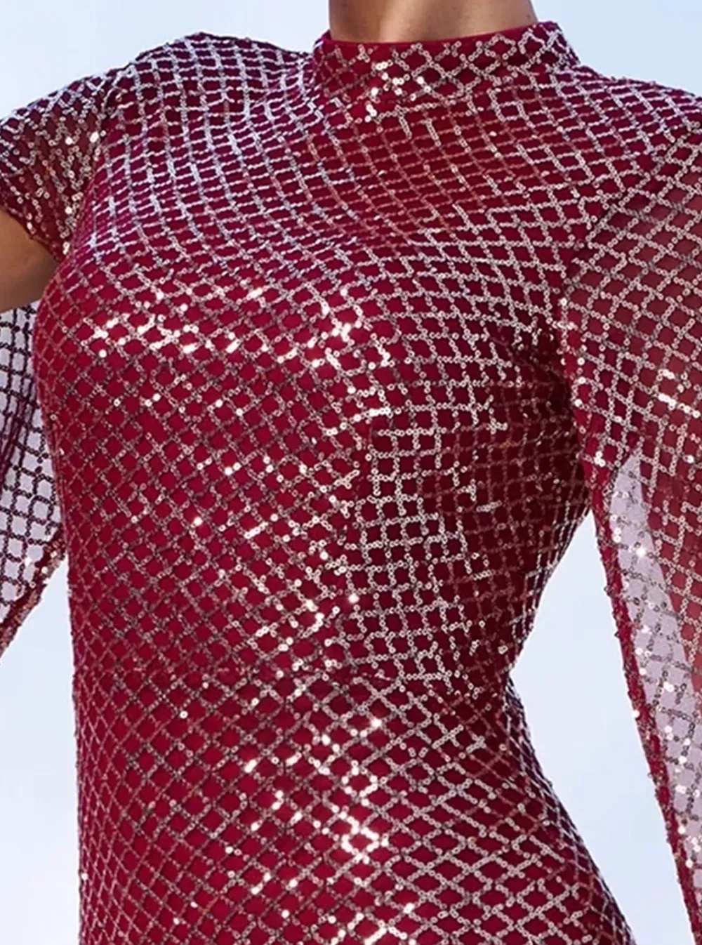Glitter Bell Sleeve Mermaid Dress