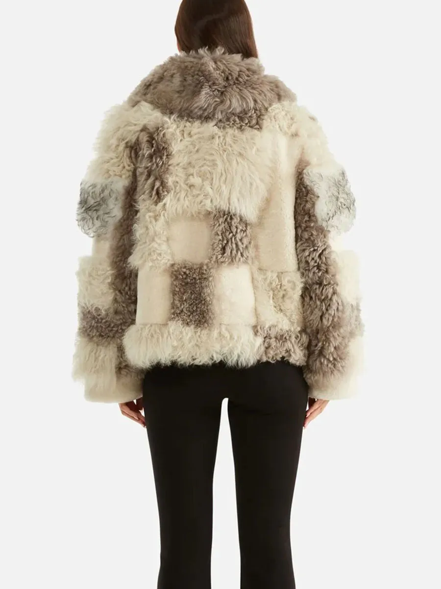 Furry Patchwork Shearling Jacket
