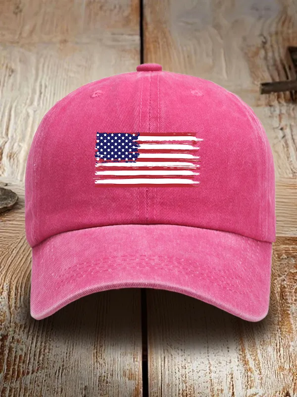 National Flag Print Washed Baseball Cap