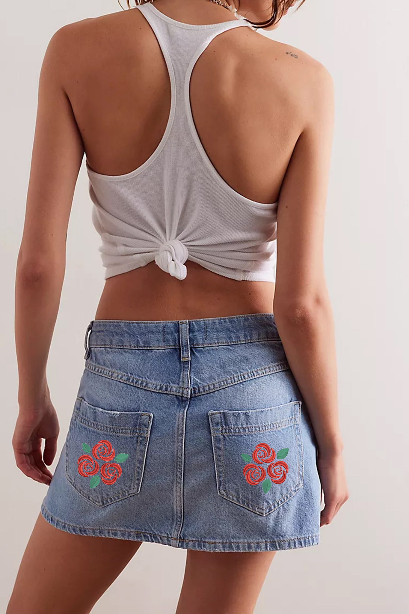 Denim Asymmetric Mini Skirt