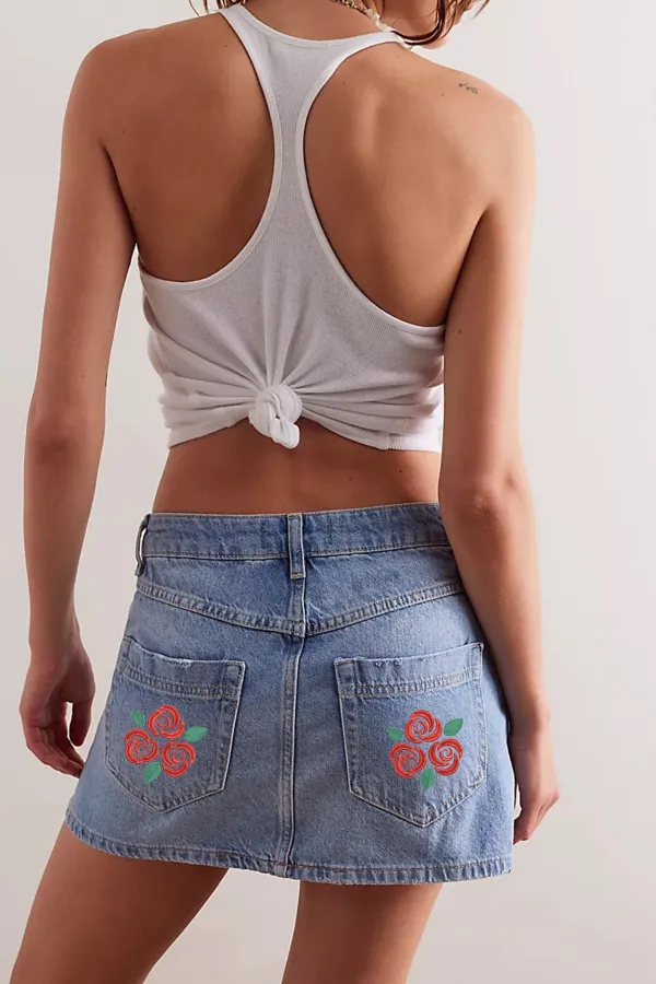 Denim Asymmetric Mini Skirt