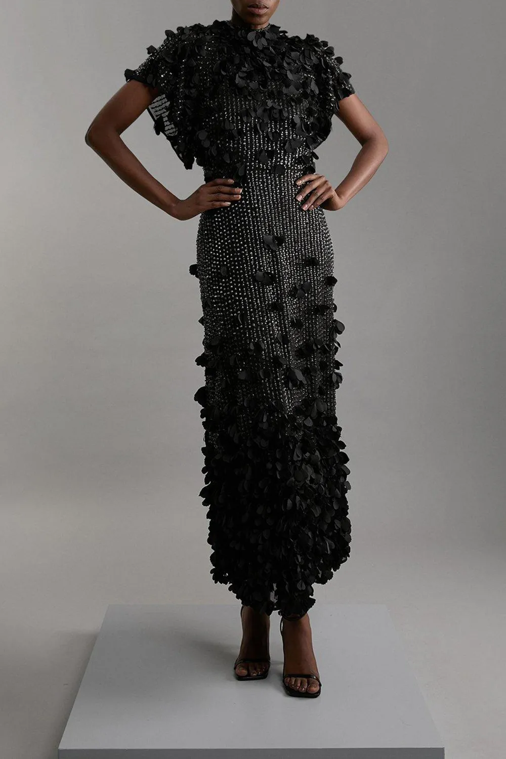 Petite Crystal Applique Angel Sleeve Midaxi Dress