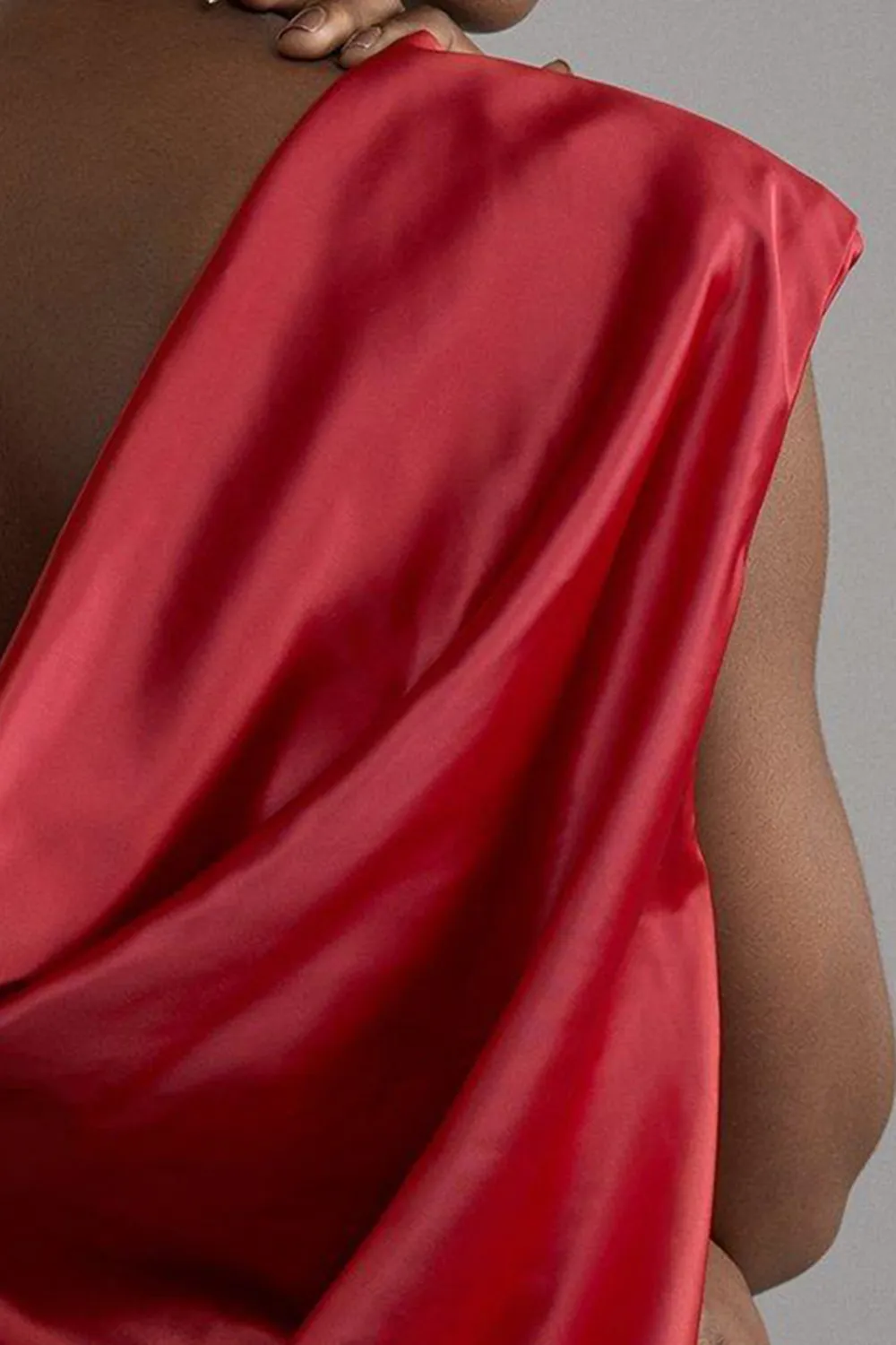 High Neck Sleeveless Satin Drape Woven Midaxi Dress