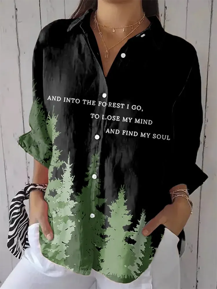 Women'S National Park Casual Lapel Shirt