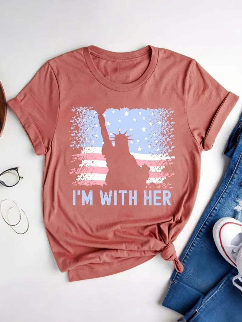 America Flag I'M With Her Teacher T-Shirt