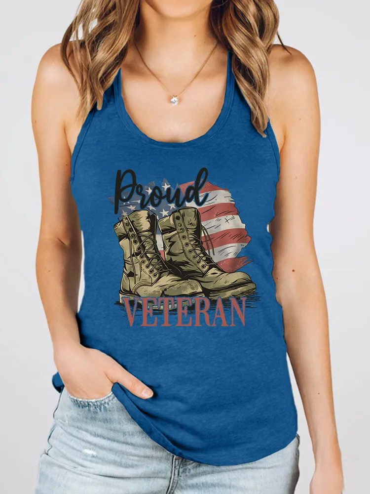 Women'S Broud Veteran Round-Necked Sleeveless Vest