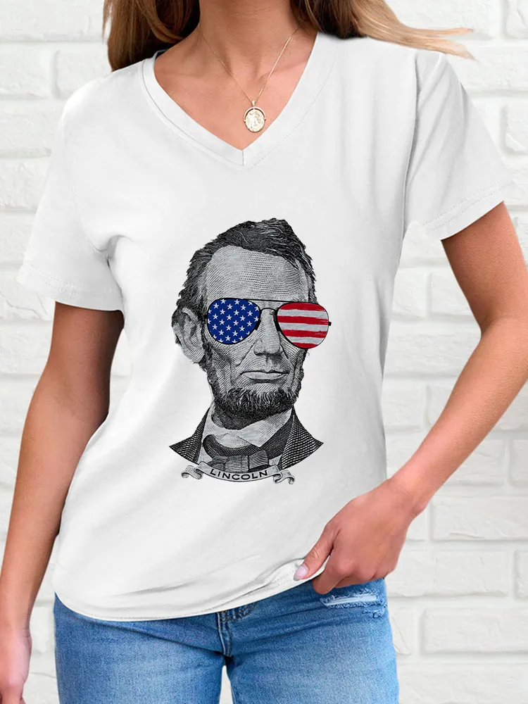 Woman'S Lincoln V-Neck And Short Sleeves T-Shirt