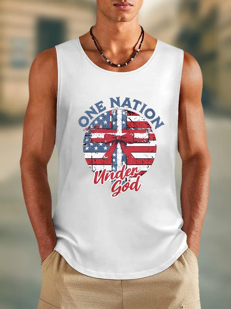 Men'S One Nation Under God Round-Necked Sleeveless Vest