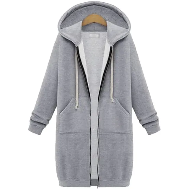 Women's Casual Jacket Fall Hoodie Jacket Warm Windproof Long Coat with Pocket Full Zip Sport Plain Coat Regular Fit Outerwear Long Sleeve Winter Black Blue Pink XL XXL