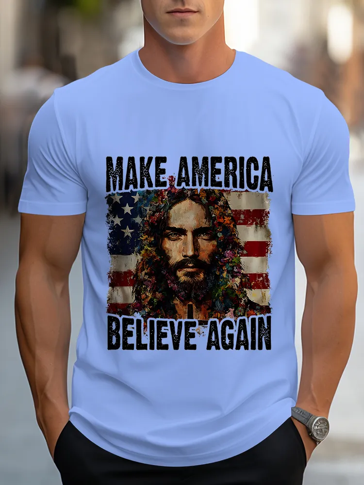 Man'S Make America Believe Again Round-Neck Short-Sleeved T-Shirt