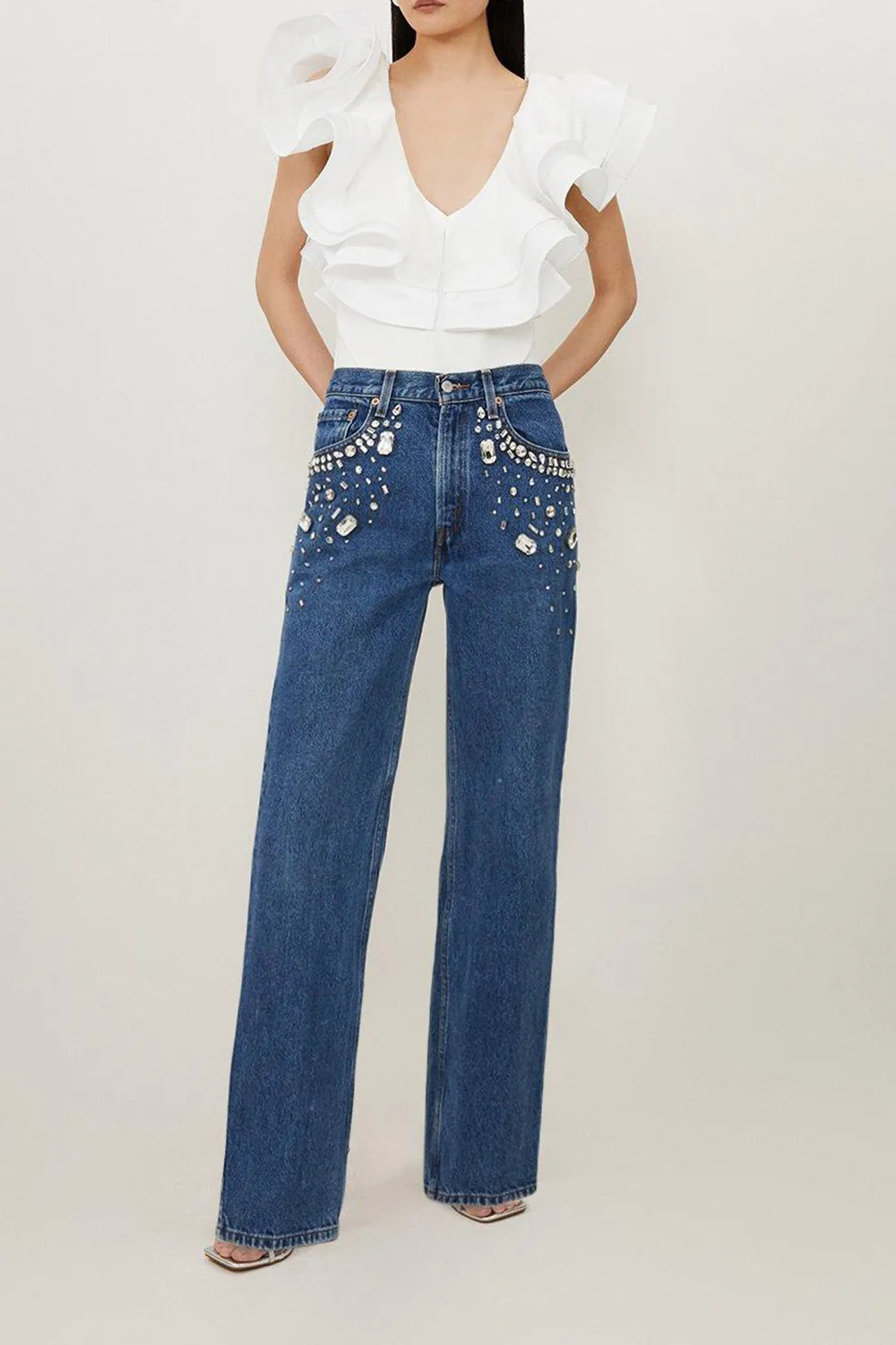 Hand Embellished Vintage Straight Leg Jean