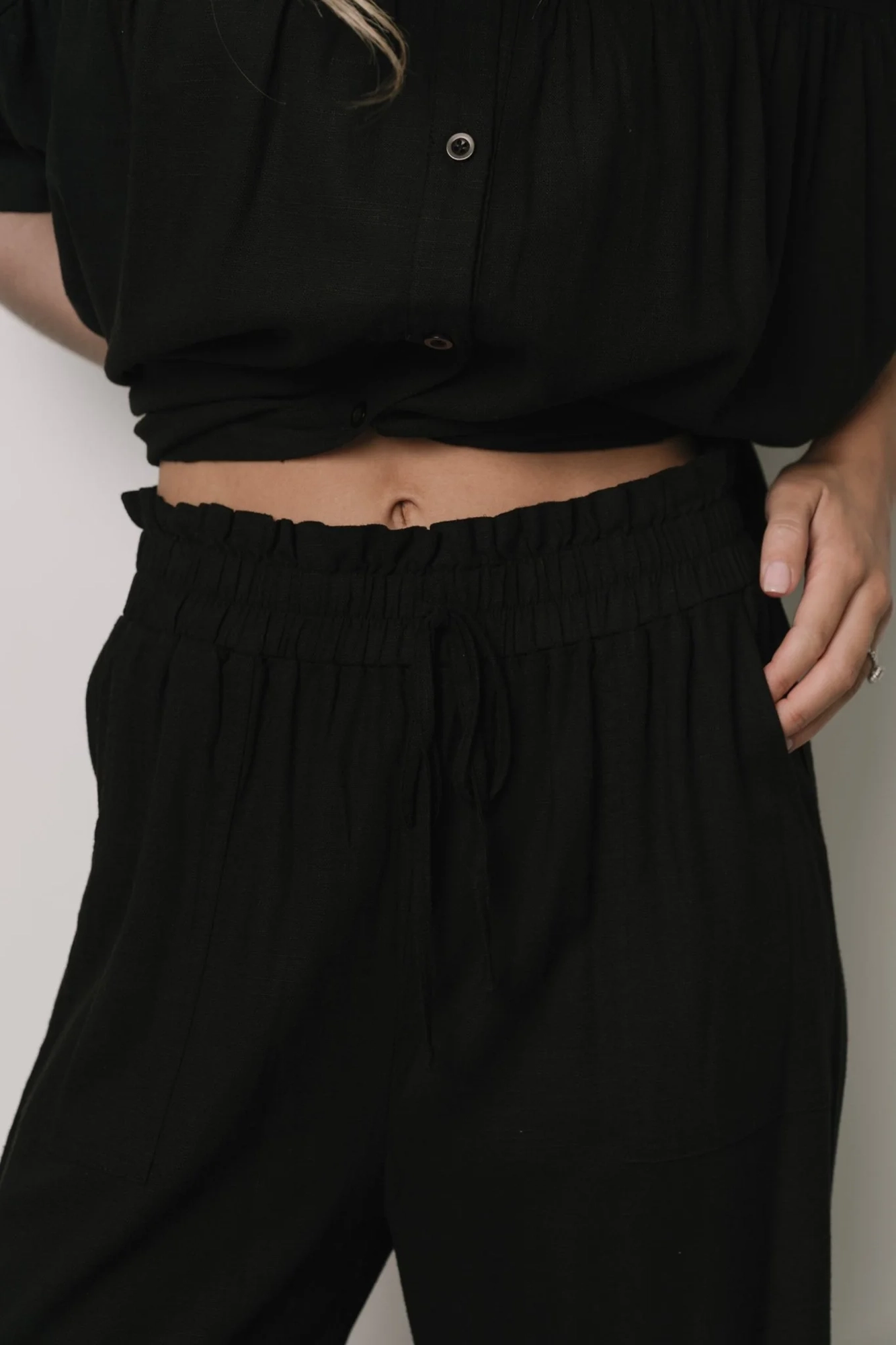 Black Classic Casual Straight Leg Slim-Fit Loose Pants