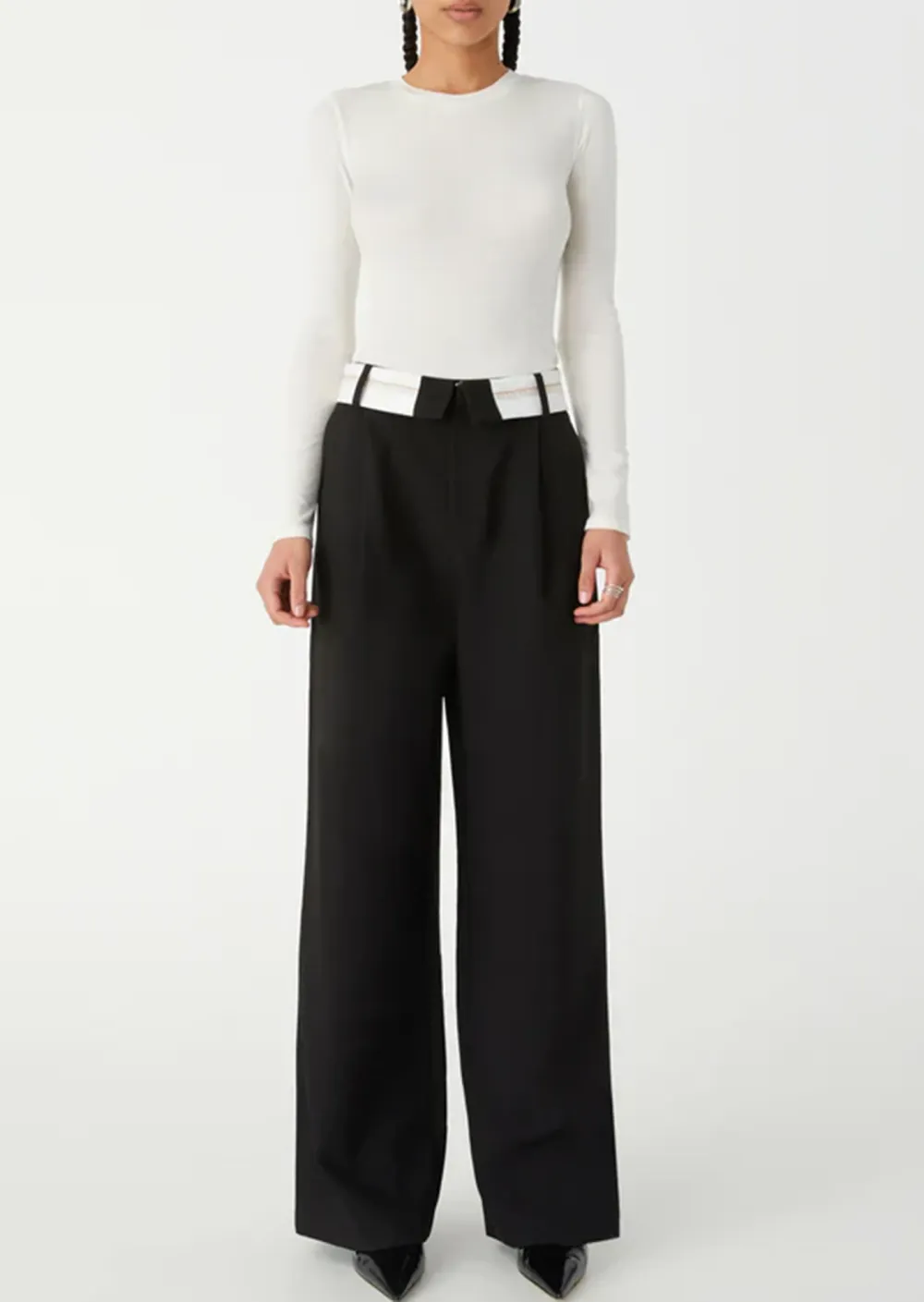 Black Patchwork Suit Trousers