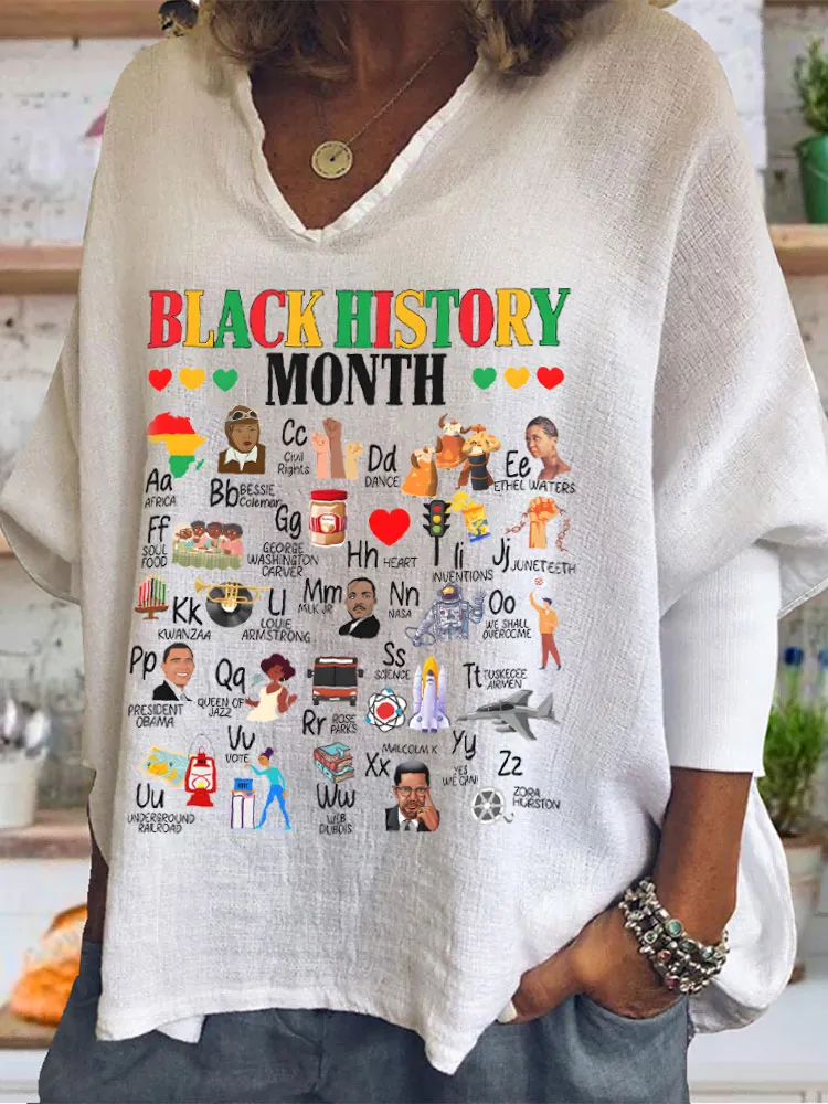 Women'S Black History Month V-Neck T-Shirt