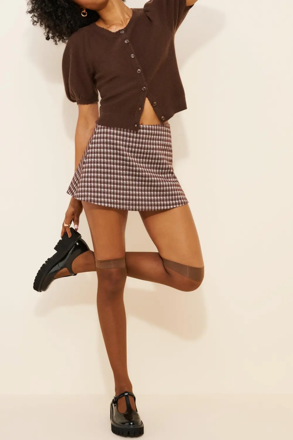 Puff-Sleeve Cashmere Cardigan Sweater
