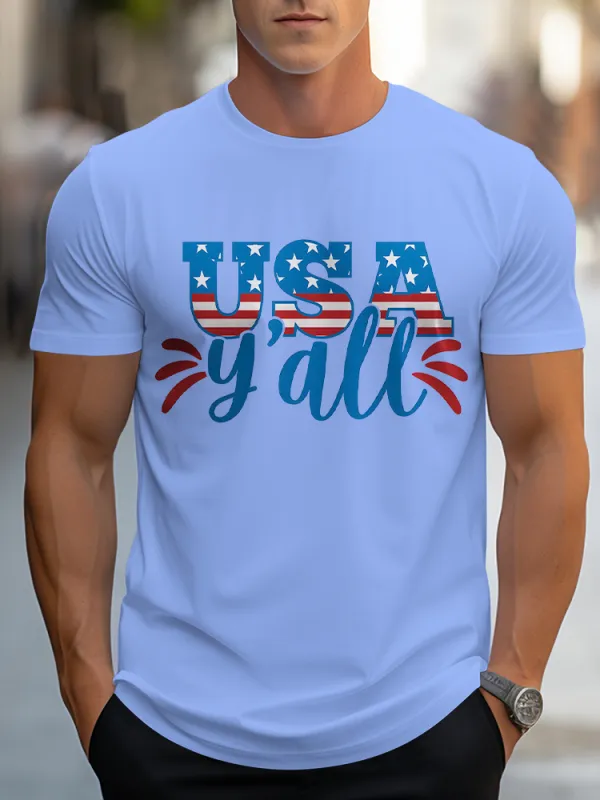 Man'S USA Y'All Round-Neck Short-Sleeved T-Shirt