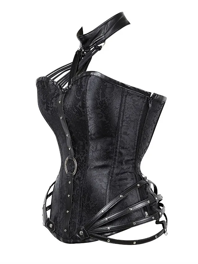 Women's Plus Size Corsets Halloween Waist Trainer Body Shaper Flower Sport Casual Punk & Gothic Daily Going out Polyester Breathable Halter Neck Sleeveless Summer Spring Black Red
