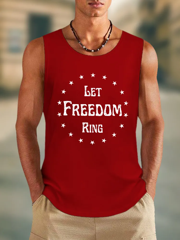 Men'S Let Freedom Ring Round-Necked Sleeveless Vest