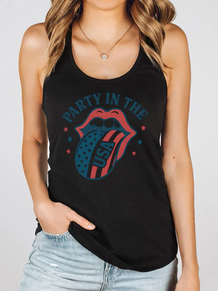 Women'S Party In The Usa Round-Necked Sleeveless Vest