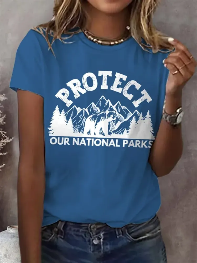 Woman'S Protect Our National Parks Round-Nack Short Sleeve T-Shirt