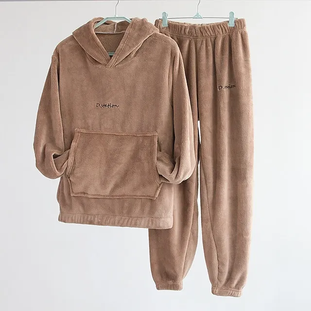 Women's Sweatshirt Tracksuit Pants Sets Solid Color Black White Pink Long Sleeve Casual Daily Basic Hooded Regular Fit Fall & Winter