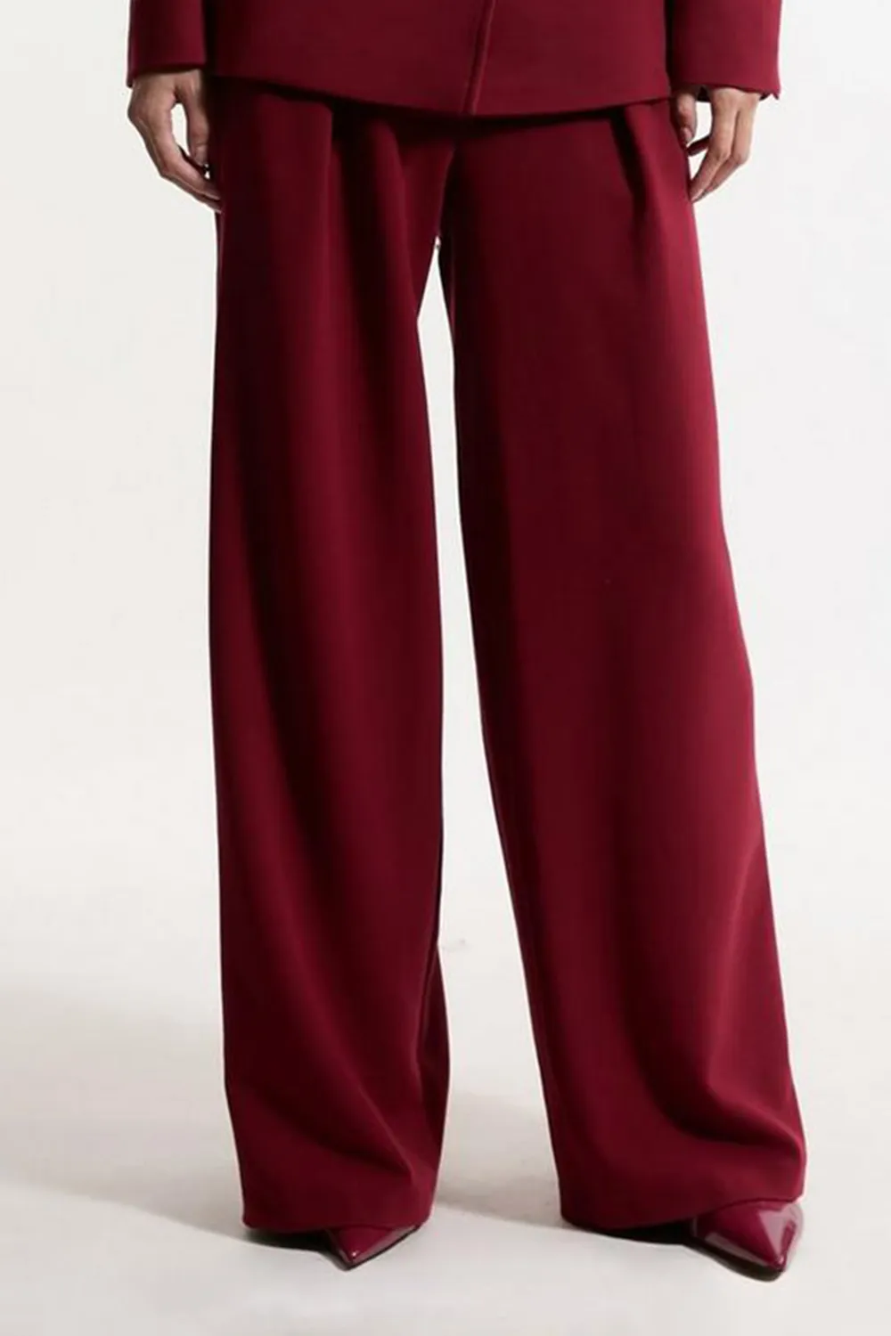 Compact Stretch Essential Tailored High Waist Wide Leg Trouser