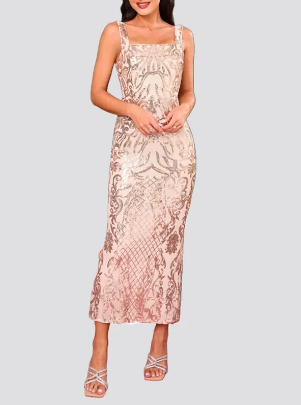 Square Neck Split Cocktail Dress