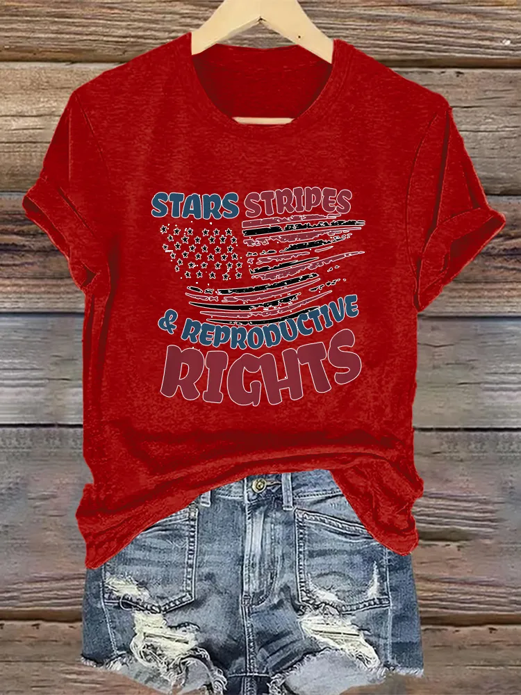 Woman'S Stars Stripes Reproductive Rights Crew Neck Short Sleeve T-Shirt