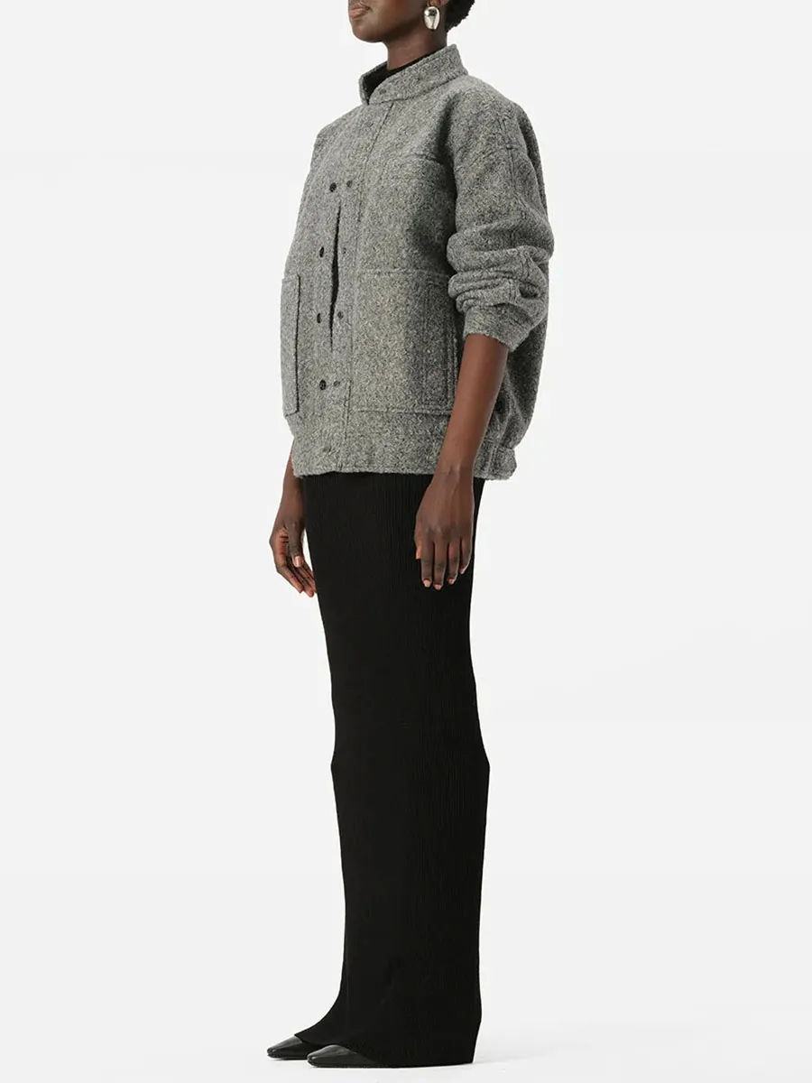 Grey Textured Button Down Jacket