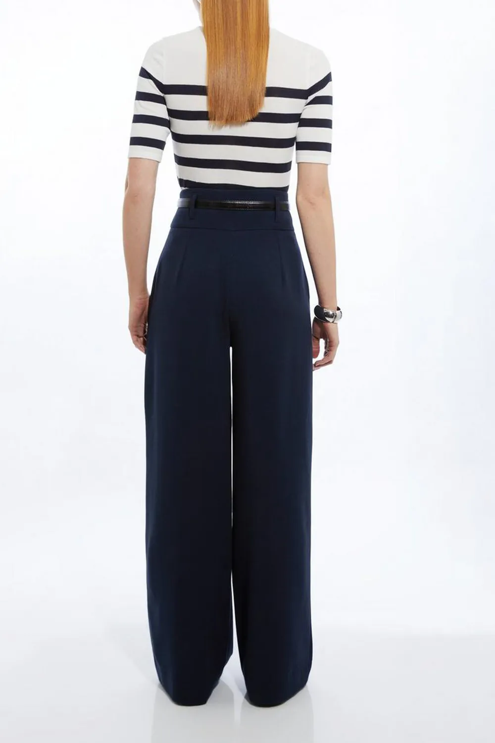 Compact Stretch Essential Tailored High Waist Wide Leg Trouser